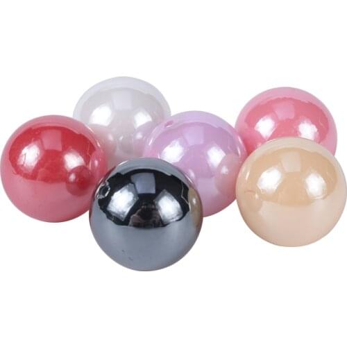 10Pcs/Lot 14mm Shine Color Round ABS Acrylic Loose Beads Imitation Shell Pearl Spacer Beads For Jewelry Making Supplies