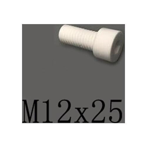 2pcs M12x25mm Inner Hexagon Cylindrical Head Screw Ceramic Insulated Bolt High Temperature Corrosion Resistance Zirconin