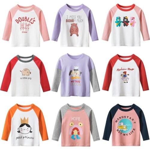 Kids Boys T-shirts Baby Long Sleeve Tops Children Autumn Solid Cotton Tops Clothing Clothes 2 3 4 5 6 7 Years Boy Girl T Shirts