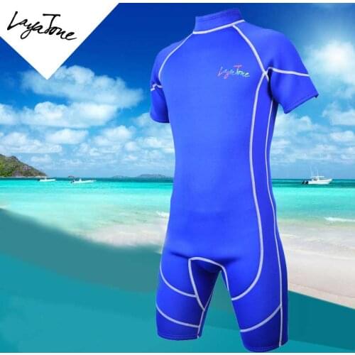 Kids One-piece Short Sleeve Zippered Swimsuit Swimwear Wetsuit Children Boys Girls Swimming Training Bathing Suit