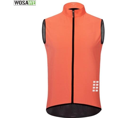 WOSAWE Breathable Cycling Vest Windproof Water repellent Running Vest MTB Bike Bicycle Reflective Sleeveless Cycling Jersey