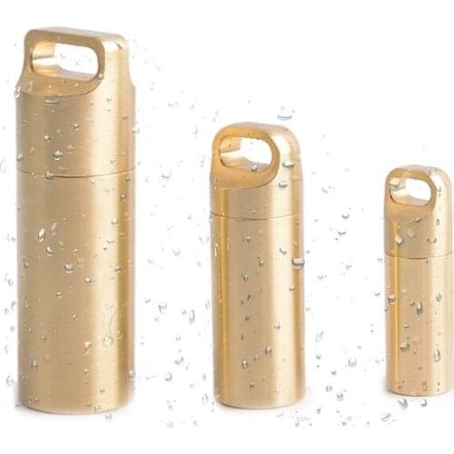 EDC Brass Waterproof Capsule Container Seal Bottle Box First Aid Pill Tank Case U2JB