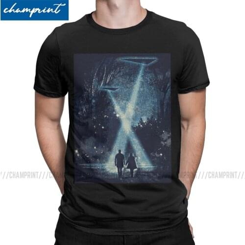 Novelty The X-Files T-Shirts for Men Round Collar T Shirt Scully Mulder Ufo Aliens TV Short Sleeve Tee Shirt Summer Clothing