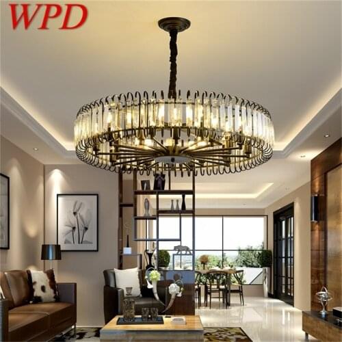 WPD Black Postmodern Chandelier Fixtures Crystal Pendant Lamp Light Home LED for Decoration