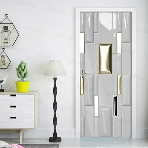 Creative 3D Door Stickers 77x200cm/Custom Size Self Adhesive Wallpaper On the Doors DIY Renovation Waterproof Poster For Bedroom