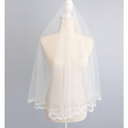 Drop lace wedding veil • Drop Wedding Veil • Drop lace bridal veil • Delicate lace edge drop veil