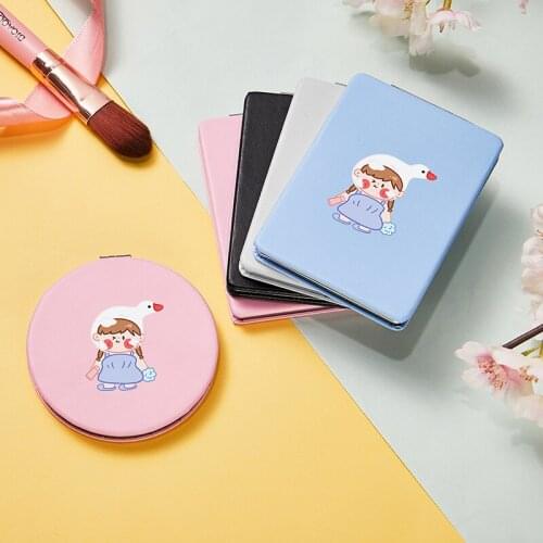 Cute Cartoon Makeup Mirror with 2 Side for Girl Fashion Portable travel Folding Magnifying Compact Cosmetic Vanity Pocket Mirror