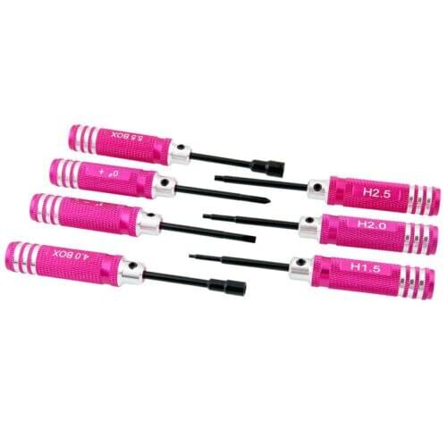 RC Model HSP Pink Metal Hex Nut key Socket Slot Screw Drivers Wrench Spanner 7P