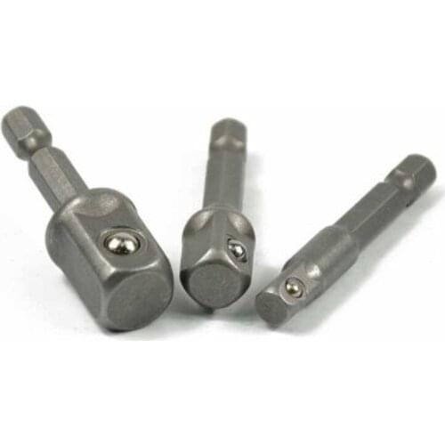3pcs set 1/4 3/8 1/2Hex shank to square joint sleeve Electric wrench sleeve Head connection conversion rod hand drill connector