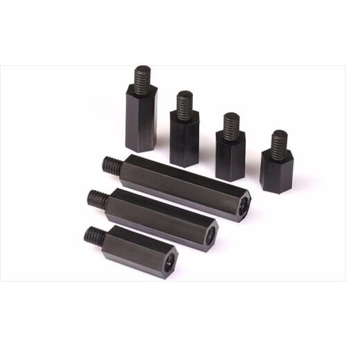 Nylon column external hex Single head isolation column insulated black M3 M4 spacers Plastic screws for amplifier board nuts