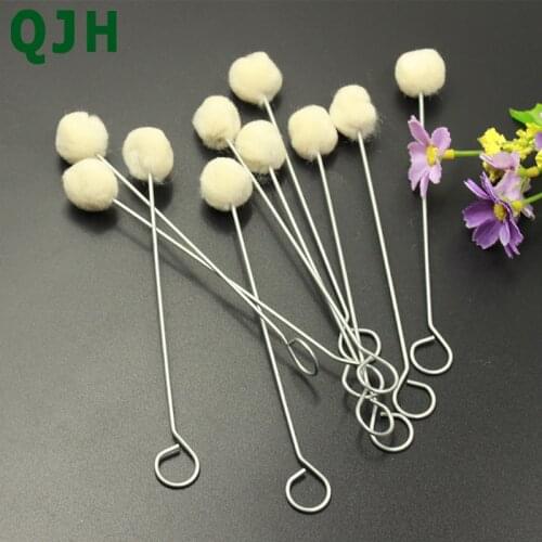 New 20pcs/bag Wool Ball Brush DIY Leather Craft Tools Dyeing Accessories Metal Handle Wool Daubers Assisted Brush