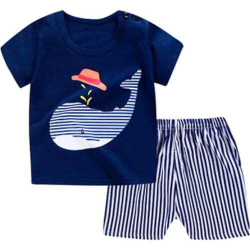 2021 New Cartoon Clothing Baby Boy Summer Clothes T-shirt+shorts Baby Girl Casual Clothing Sets
