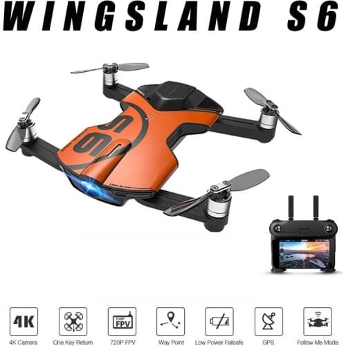 RC Drone Wingsland S6 GPS WI-FI APP Control 4K UHD Camera Foldable Arm Pocket Selfie Professional Drone WiFi FPV RC Quadcopter