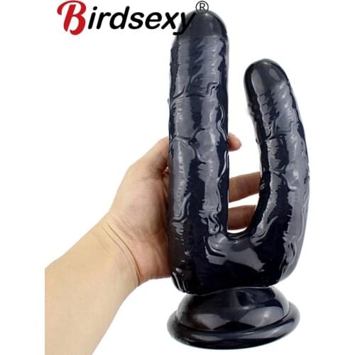 Realistic Double Ended Dildo Sex Toy for Women or Couples Dual Sided Headed Penetration Dong Device with Simulated Penile Sucker