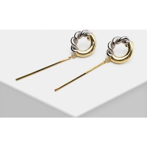 H9 Amorita boutique Trendy Sliver Gold Circle woven Drop Earrings For Punk Women Girl Jewelry