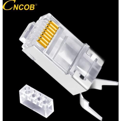30pcs Cat7 RJ45 Network Cable Connector Cat6a Crystal Head Shield FTP RJ-45 Modular Plug Ethernet Connector 50u Gold Plated
