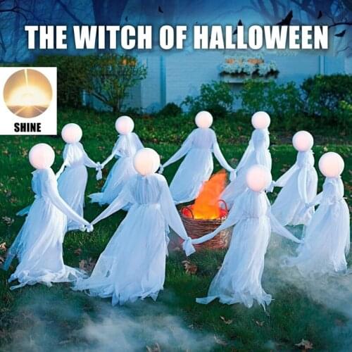 Witch Holding Hands Scary Creepy Light Up Yard for Outdoor Home Veranda Park Chair Path Halloween Decoration Props