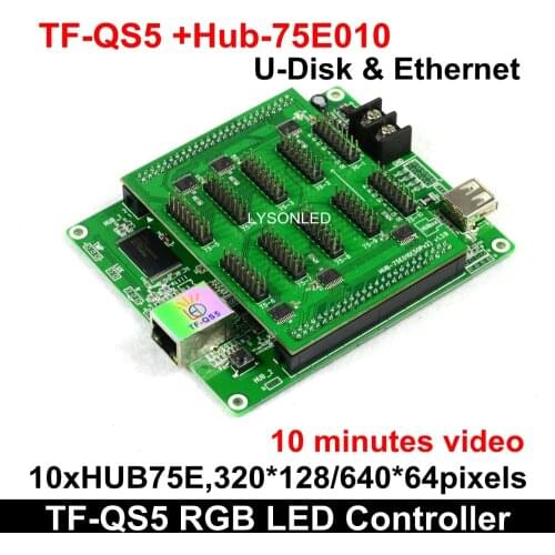 Beautiful P4 P5 P6 LED Video Card TF-QS5 320x128Pixels Gigabit Ethernet+U-disk Support Any Scan Mode 10 Minutes Capacity