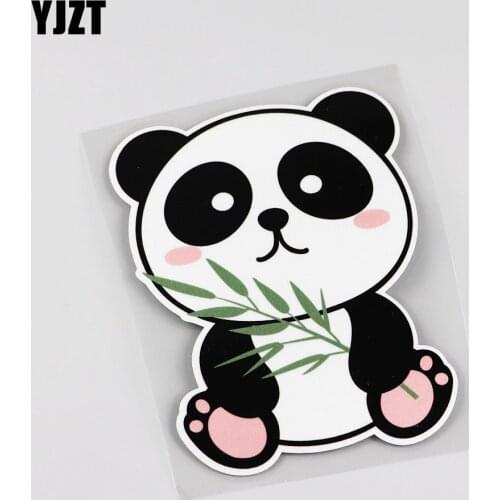 YJZT 10.5CMX13.7CM Interesting Giant Pandas That Eat Bamboo Car Sticker Decal 13B-0028