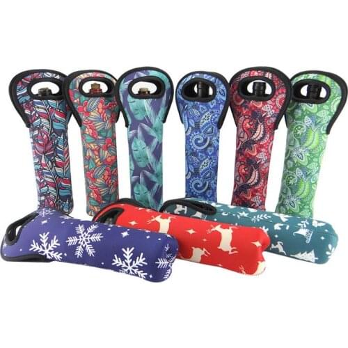Blanks Neoprene Case Varied Design Wine Holder Tote Carrier Ball Pattern Bottle Holder Cooler Bag SN1224