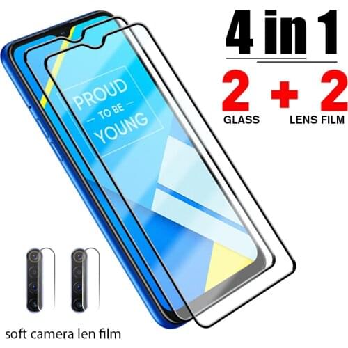 4in1 Protective Glass For Realme 8 7 Pro 5G Camera Screen Protector Glass For Realme GT Q3 C11 C21 C25 Narzo 30 Pro 5A 5G