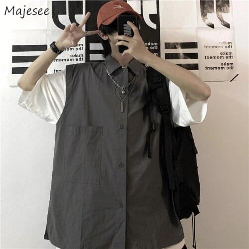 Vests Women Simple Solid Harajuku Summer All-match Couples Preppy Style Loose Ulzzang Leisure Trendy Female Outwear Oversize Ins