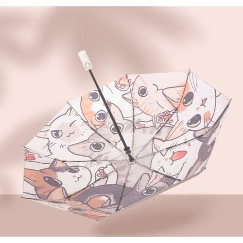 Kitten patterned umbrella Small portable 50% umbrella sun protection umbrella anti-UV clear umbrella