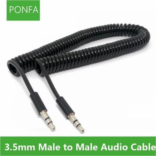 0.5m-2m Stretch Audio 3.5 mm 3 poles Stereo Headphone Male to Male Extension Cable for Cell Phone & Tablet