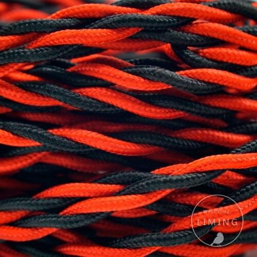 0.75mm Red Black Twist Twisted Wire Cable Retro Braided Electrical Wire Fabric Wire DIY Pendant Lamp Wire Vintage Lamp Cord