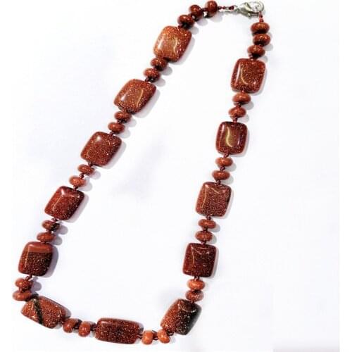 1 Strand 18x13x6mm Wholesale Brown Gold Sand Stone Oblong Pendant Necklace Jewelry Ornaments 16.5inch S375