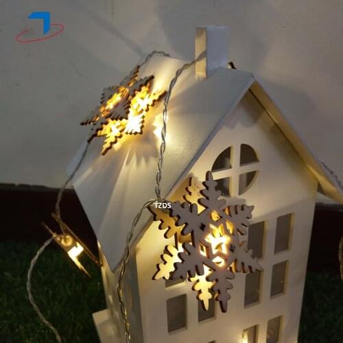 10 LED String Lights Wooden snowflake Lamp Christmas for Party Wedding Indoor Decoration