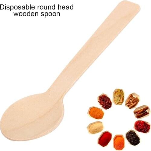 100pcs Biodegradable Wooden Spoon Disposable Tableware Cake Ice Cream Western Dessert Cheese Wooden Spoon