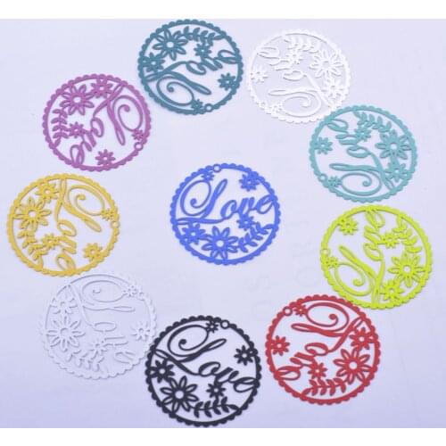 30pcs AB6633 35mm Brass Painted Round Love Charms Thin Pendant DIY Jewelry Earring Findings