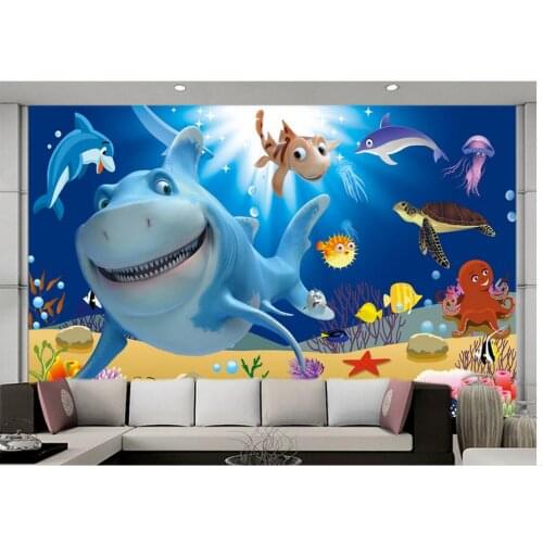 3D wallpaper wall murals custom picture mural wall paper 3D underwater world dolphin stereo TV wall background home decoration