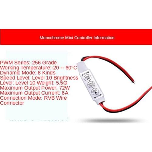 5pcs Low-profile Inline Controller Dimmer 3 Key for LED Strip Lights Inline Mini LED Dimmer Switch