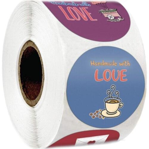 500pcs/roll Cute Stickers Handmade With Love Seal Labels for Parents Teacher Praise Kids Toy Gift Box Stationery Stickers