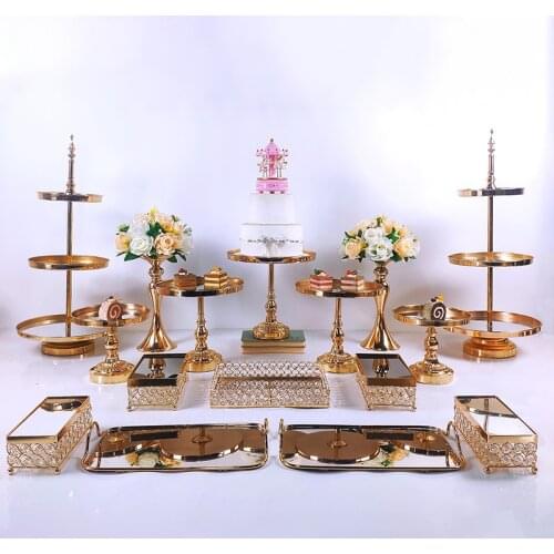 6-16 PC European Style Crystal Metal Cupcake Wedding Cake Stand Rack Set Holiday Party DisplayTray