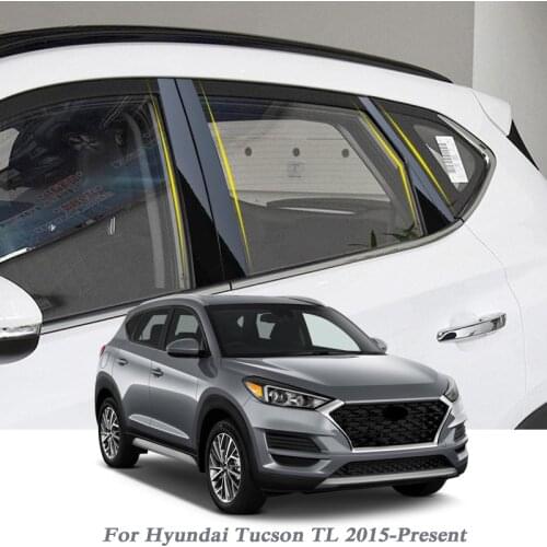 8pcs Car Styling For Hyundai Tucson TL 2015-Present Car Window Trim Sticker Middle Column Stickers PVC External Accessories