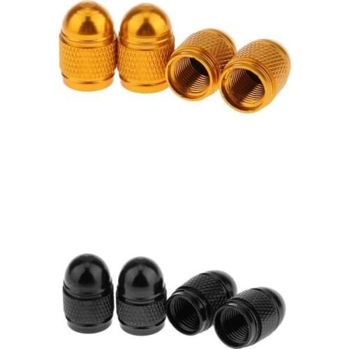 8pcs Aluminum Bullet Style Rim Valve/Wheel Air Port Cover Stems Cap Black+Gold for Vehicles Cars Trucks Pickups Bike