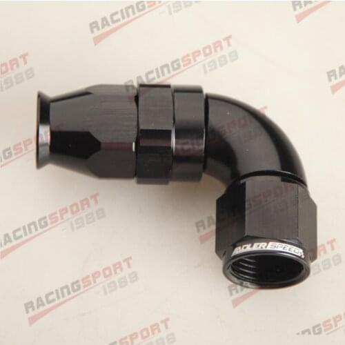 AN8 8AN AN-8 90 DEGREE REUSABLE SWIVEL PTFE HOSE END FITTING FULL FLOW BLACK