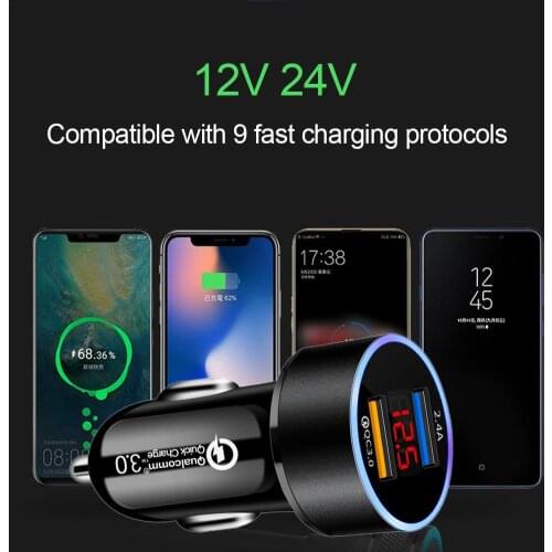 12-14V USB Car Charger Quick Charge 4.0 QC4.0 QC3.0 QC SCP 5A PD Type C 30W Fast Car USB Charger For IPhone Xiaomi Mobile Phone