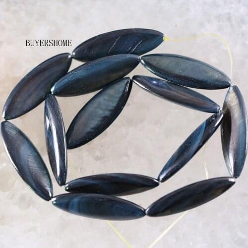 Free Shipping Fahion Jewelry 10X30MM Dark Blue Mother Of Pearl Shell Loose Beads String 15" O093