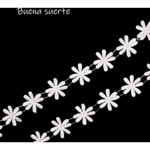Buena Suerte Polyester 2018 New 1/2Y/lot White/Black Daisy Flower Embroidery Lace Ribbon Fabric Sew DIY Handmade Accessories