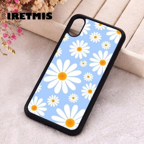 Iretmis 5 5S SE 2020 Phone Cover Case for iPhone 6 6S 7 8 Plus X Xs XR 11 12 Mini Pro Max Rubber Silicone Daisy Flower Blue