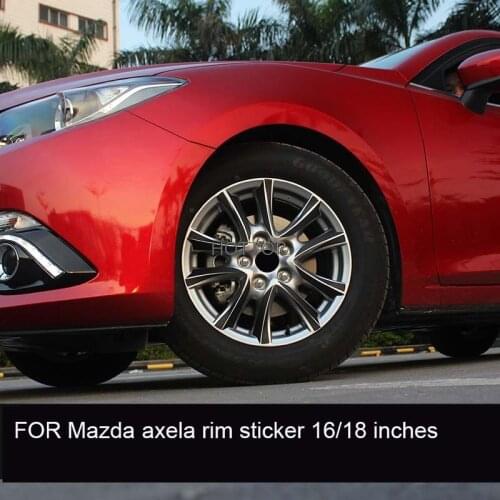 HOTTOP Black Wheel Hub Carbon Fiber Car Stickers For MAZDA 3 AXELA 2014 2015 2016 2017 External Decal 16" 18" Car Styling