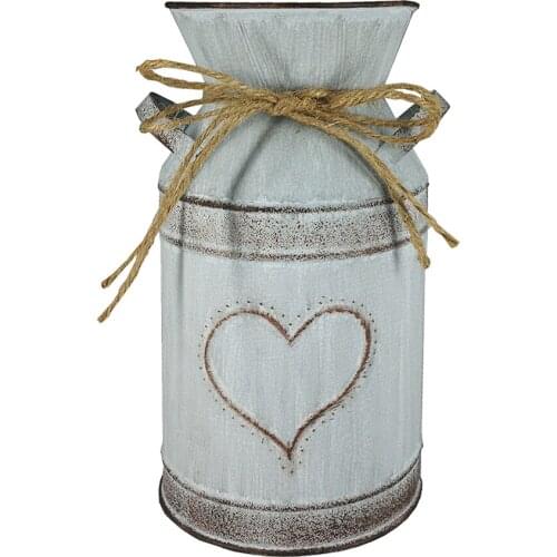 Flower Arrangements Home Decoration Retro Artificial Flowers Metal Vases Shabby Chic Garden Style Jug Wedding Craft
