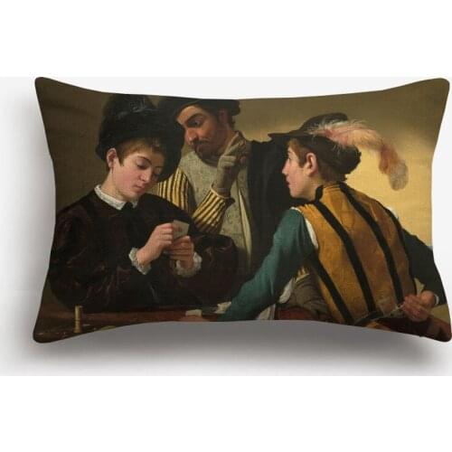 Cardsharps Musicians Pillowcase Caravaggio Portrait Oil Painting Home Pillow Decoration Almofadas Decorativas Cushion Cover