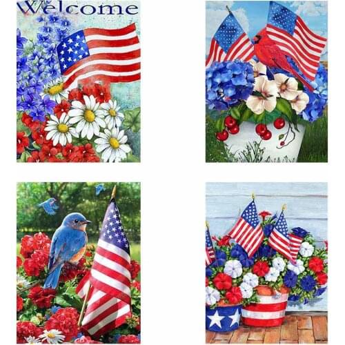 Diy 5d Full Diamond Embroidery Square Round Diamond Flower Rose Flag Mosaic Furniture Decoration Hobby Gift