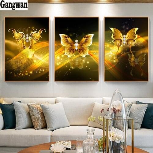 Home art Diamond Painting Abstract Golden Butterfly Picture 5d DIY Diamond Embroidery Square Round Diamond Mosaic rhinestone