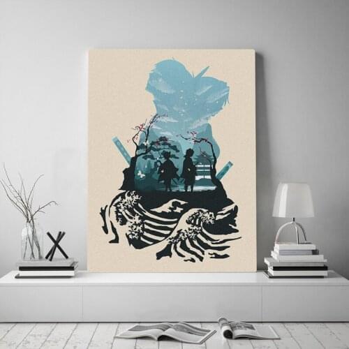 Giyu Tomioka Shinobu Kocho Kimetsu no Yaiba Framed Wooden Frame Canvas poster Painting wall Art decor Home Decoration Prints